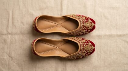 Womens Red Velvet Juttis