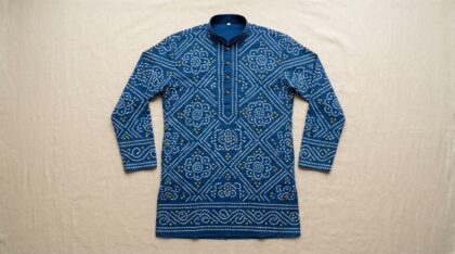 Indigo Bandhani Silk Kurta