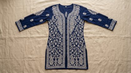 Navy Chikankari Kurta