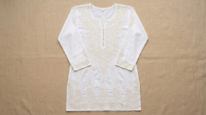 White Hand-Embroidered Kurti