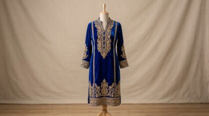 Royal Blue Velvet Kurta