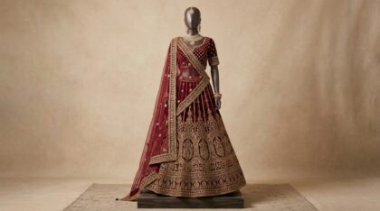 Maroon Velvet Lehenga