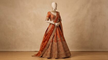 Rust Gold Lehenga